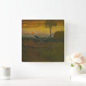 夕べランドスケープbyジョージ・インネス(1889) スクエア壁時計 (ホーム)