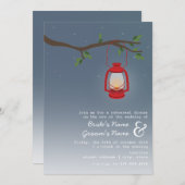 夕べリハーサルディナーレッド油ランタン 招待状 (正面/裏面)