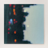 夕べワルシャワ： Blurry Cityscapeシルエット。 ジグソーパズル (横)