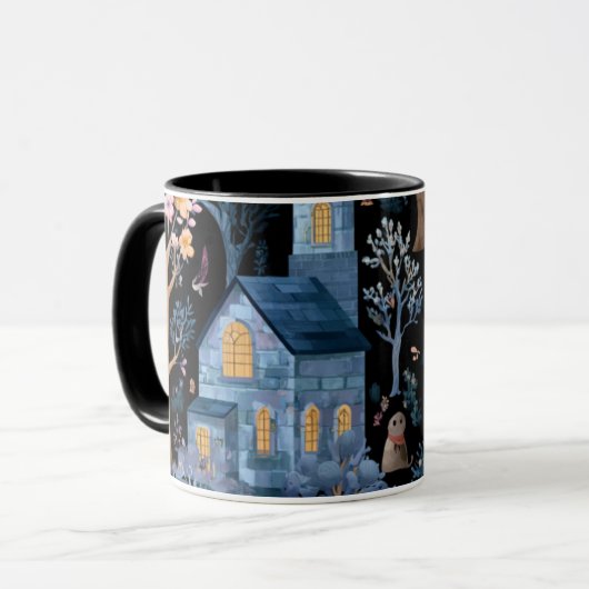 夕べ不気味ハロウィーン散歩 マグカップ (正面左)