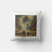 夕べ到着 – スティームパンク通りシーン クッション (正面)