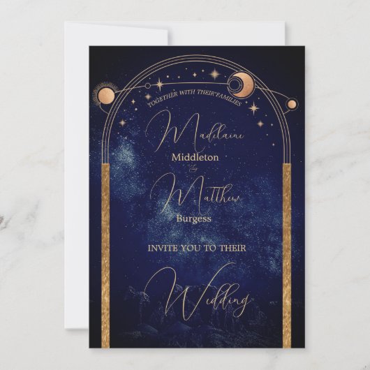 夕べ天空エレガントな結婚式 招待状 (正面)