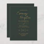 夕べ披露宴招待状グリーン結婚金ゴールド (正面/裏面)