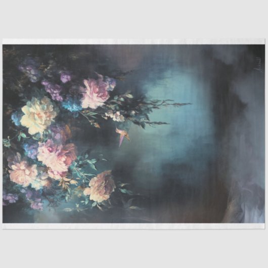 夕べ散歩、ハミング鳥とエーテルフローラ 薄葉紙 (正面)