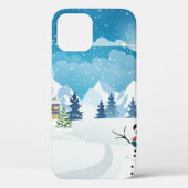 夕べ村の冬の風景で雪が覆われた Case-Mate iPhoneケース (裏面)