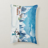 夕べ村の冬の風景 アクセントクッション (裏面(縦))