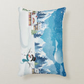 夕べ村の冬の風景 アクセントクッション (正面(垂直))