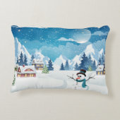 夕べ村の冬の風景 アクセントクッション (裏面)