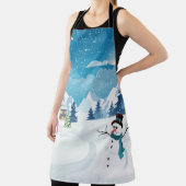 夕べ村の冬の風景 エプロン (インサイチュ)