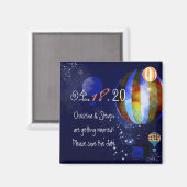 夕べ熱気球結婚式の日付を保存 マグネット (正面/裏面)