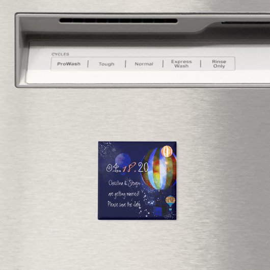 夕べ熱気球結婚式の日付を保存 マグネット (インサイチュ (食洗機))