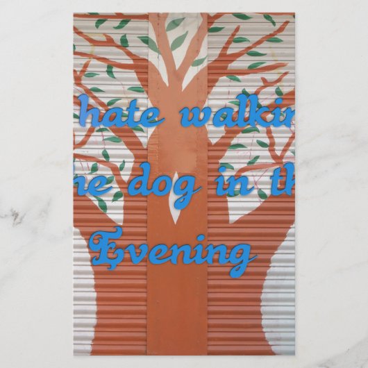 "夕べ犬の散歩の恐怖" – 私は犬の歩くを嫌う 便箋 (正面)