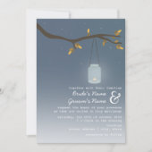 夕べ秋の結婚式-メイソンジャー(ろうそく付き) 招待状 (正面)