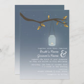 夕べ秋の結婚式-メイソンジャー(ろうそく付き) 招待状 (正面/裏面)