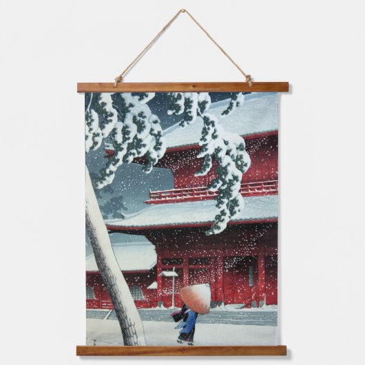 夕べ積雪江戸川蓮居川瀬 吊り下げ型タペストリー (正面)