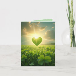 夕べ空の下の柔らかいシャムロックハート シーズンカード