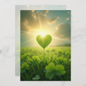 夕べ空の下の柔らかいシャムロックハート シーズンカード (正面/裏面)