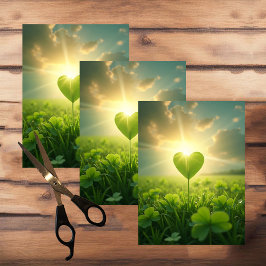 夕べ空の下の柔らかいシャムロックハート 薄葉紙