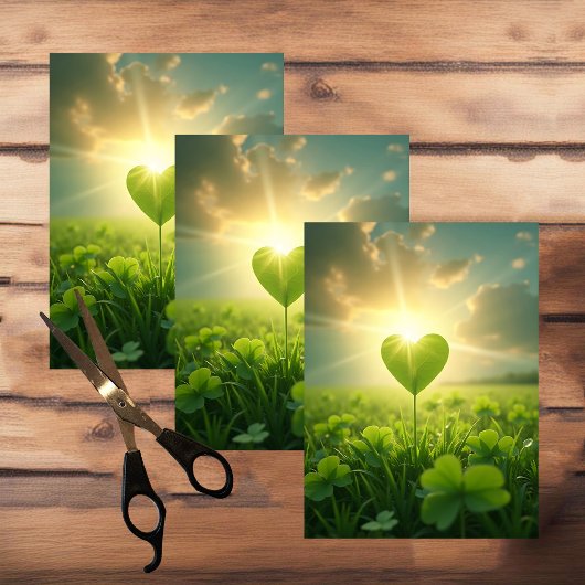 夕べ空の下の柔らかいシャムロックハート 薄葉紙