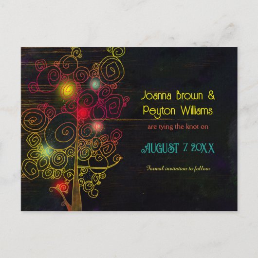 夕べ素朴田舎の結婚式の日付を保存 案内ポストカード (正面)