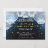 夕べ結婚の海軍紙ランタンが星の下 招待状 (正面)