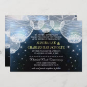 夕べ結婚の海軍紙ランタンが星の下 招待状 (正面/裏面)