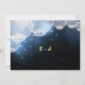 夕べ結婚の海軍紙ランタンが星の下 招待状 (裏面)