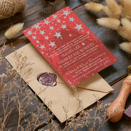 夕べ結婚の黒板が星の下 招待状