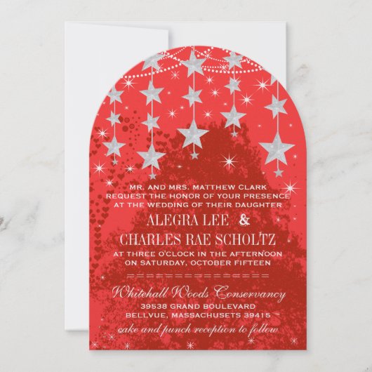 夕べ結婚の黒板が星の下 招待状 (正面)