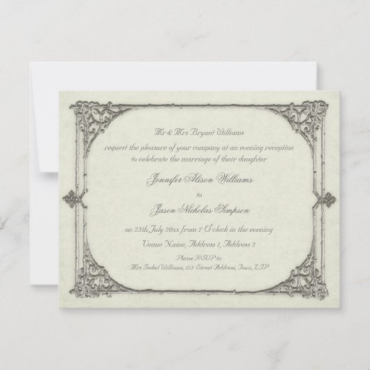 夕べ結婚式招待状ヴィンテージ/アンティークフレーム 招待状 (正面)