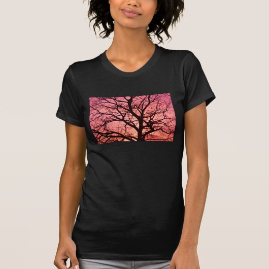 夕べ赤面ツリーシルエット Tシャツ (正面)
