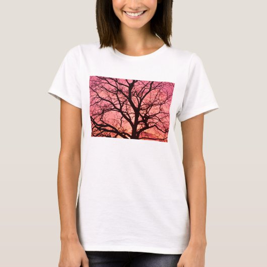 夕べ赤面ツリーシルエット Tシャツ (正面)