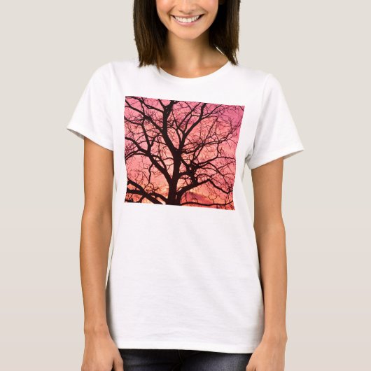 夕べ赤面ツリーシルエット Tシャツ (正面)