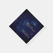 夕べ金ゴールドスターズブルーアストラル結婚ズ スタンダードカクテルナプキン (角)