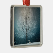 夕べ霜の降りたの雪片の花びらキリストの木 メタルオーナメント (右)