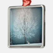 夕べ霜の降りたの雪片の花びらキリストの木 メタルオーナメント (左)