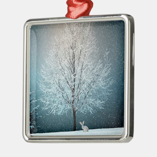 夕べ霜の降りたの雪片の花びらキリストの木 メタルオーナメント (左)