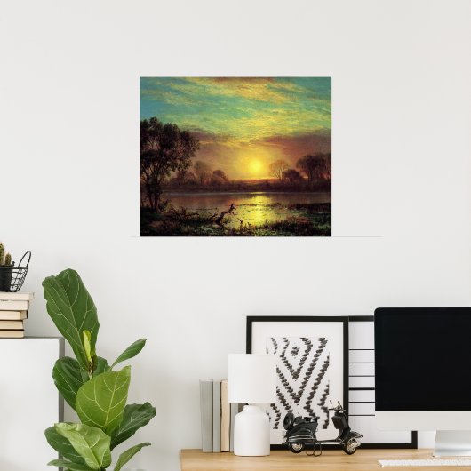 夕べ，オーウェンズレイクカリフォルニアバイアルバートビエルシュタット ポスター (ホームオフィス)