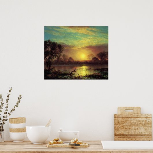 夕べ，オーウェンズレイクカリフォルニアバイアルバートビエルシュタット ポスター (キッチン)