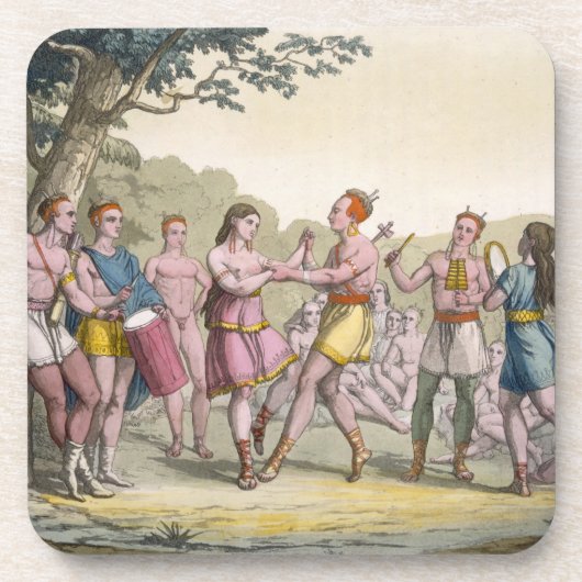 夕べ(色のengraのカナダのインドのダンス コースター (正面)