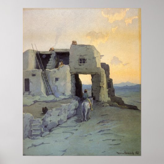 夕べ、Pueblo of Walpi by Marion Kavagh Wachtel ポスター (正面)