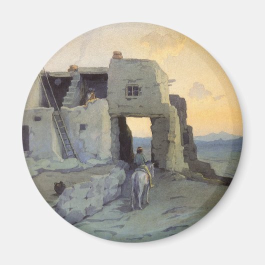 夕べ、Pueblo of Walpi by Marion Kavagh Wachtel マグネット (正面)