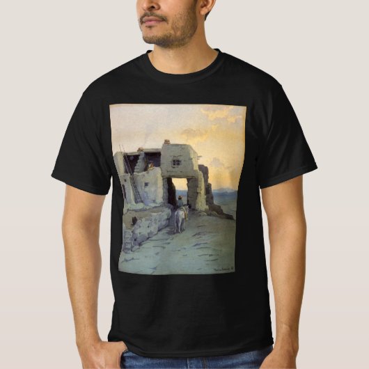 夕べ、Pueblo of Walpi by Marion Kavagh Wachtel Tシャツ (正面)