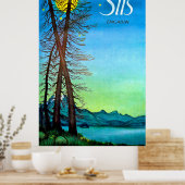 夕べat sils, Engadin，スイス，ヴィンテージ ポスター (キッチン)