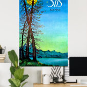 夕べat sils, Engadin，スイス，ヴィンテージ ポスター (ホームオフィス)