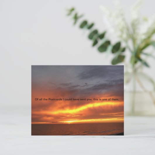夕日おもしろいはがき、ポストクロス、はがき ポストカード (スタンド正面)