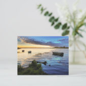 夕日からの帆船の反射 ポストカード (スタンド正面)