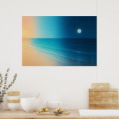 夕日から月明かりの海ポスター ポスター (キッチン)