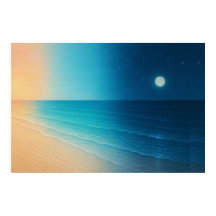 夕日から月明かりの海ポスター