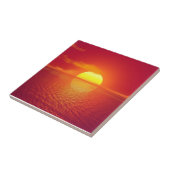 夕日がオレンジ海に沈む穏やかな海 タイル (側面)